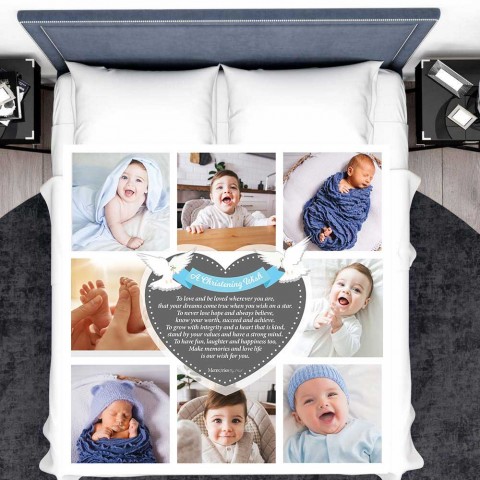 A Christening Wish Boy Photo Blanket