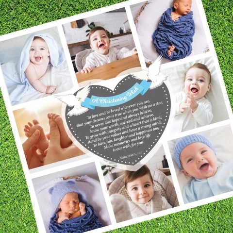 A Christening Wish Boy Photo Blanket