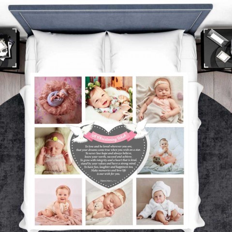 A Christening Wish Girl Photo Blanket