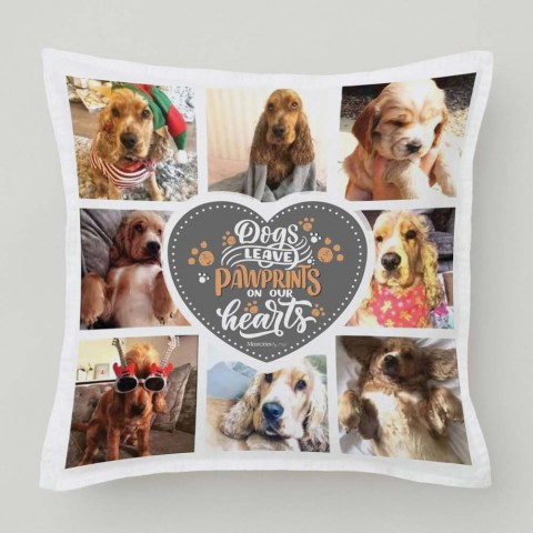 Dogs Leave Pawprints Photo Cushion 